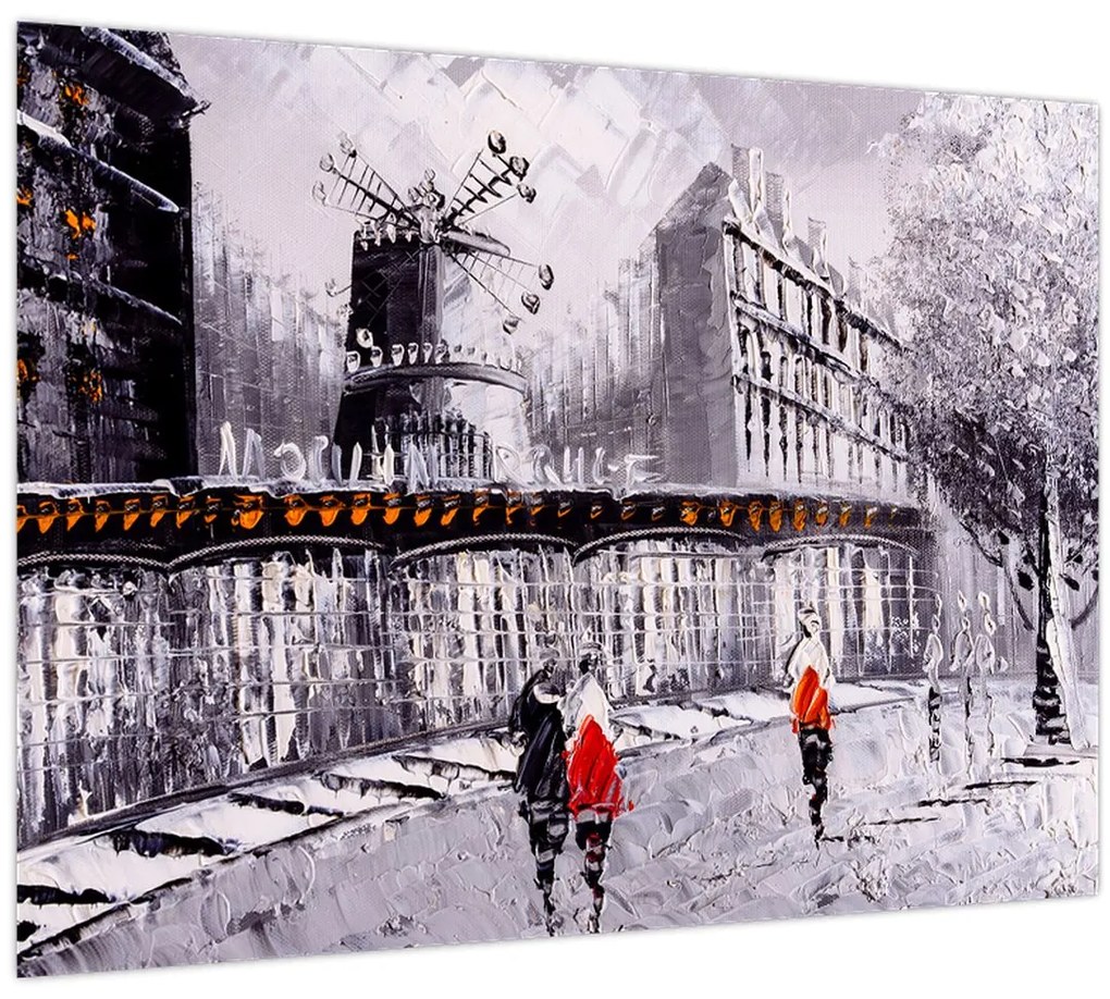 Tablou pe sticlă - Pictură în ulei a orașului II. (70x50 cm)