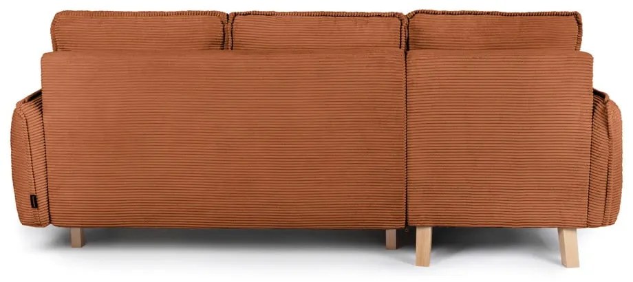 Colțar portocaliu extensibil cu tapițerie din catifea reiată (cu colț variabil) Tori – Bonami Selection