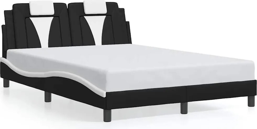 vidaXL Cadru de pat, Viana, fără saltea, negru/alb, 120x200 cm, piele ecologică