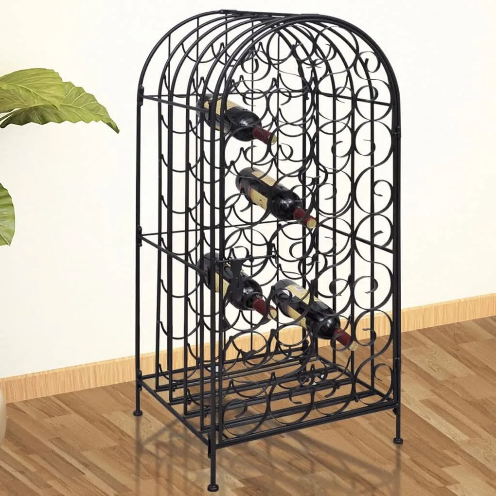 240943 vidaXL Suport sticle de vin pentru 35 de sticle, metal