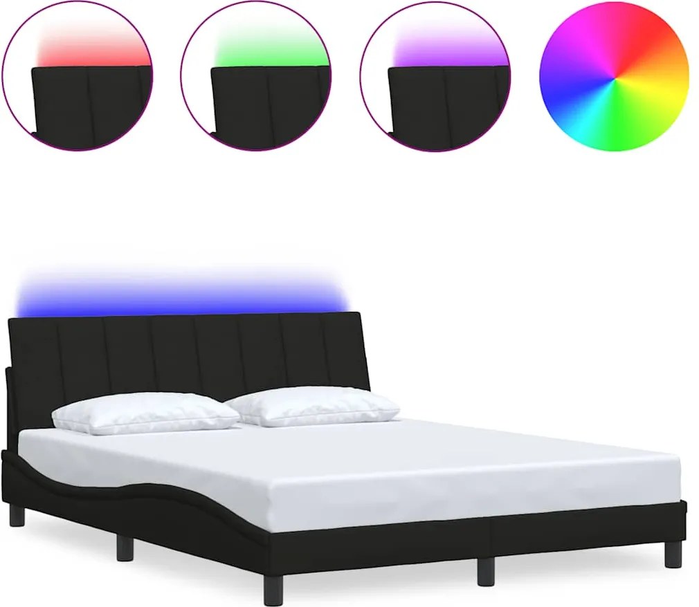 vidaXL Cadru de pat fără saltea, Hanko, negru, 160x200 cm, textil