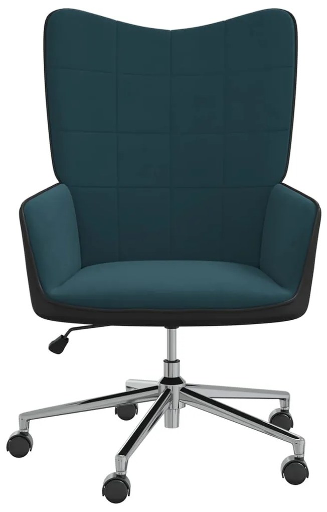 327907 vidaXL Scaun de relaxare, albastru, catifea și PVC