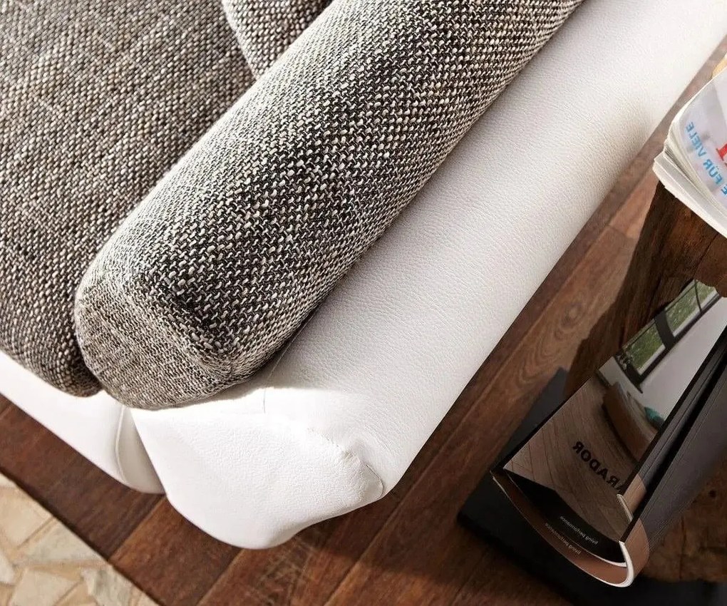 Colțar extensibil dumonde cu ladă de depozitare si sezut confortabil din spuma high-density, Loana Magma White II 275x185 cm