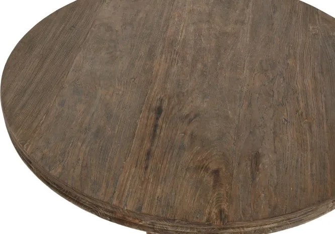 Măsuță de cafea rotundă din lemn de tec reciclat, natur, cu picioare strunjite, finisaj mat, 30 x 100 cm, „Aruna” – Ethnic Collections