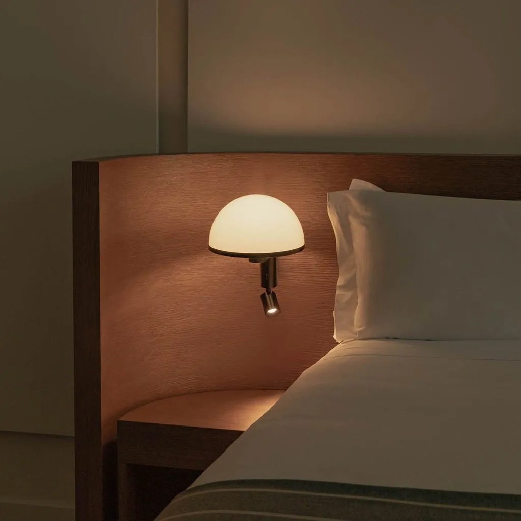 Aplica de perete neagra cu reader LED DOME