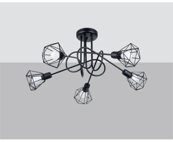 Lustră pe tijă ARTEMIS 5xE14/40W/230V neagră Sollux SL.1110