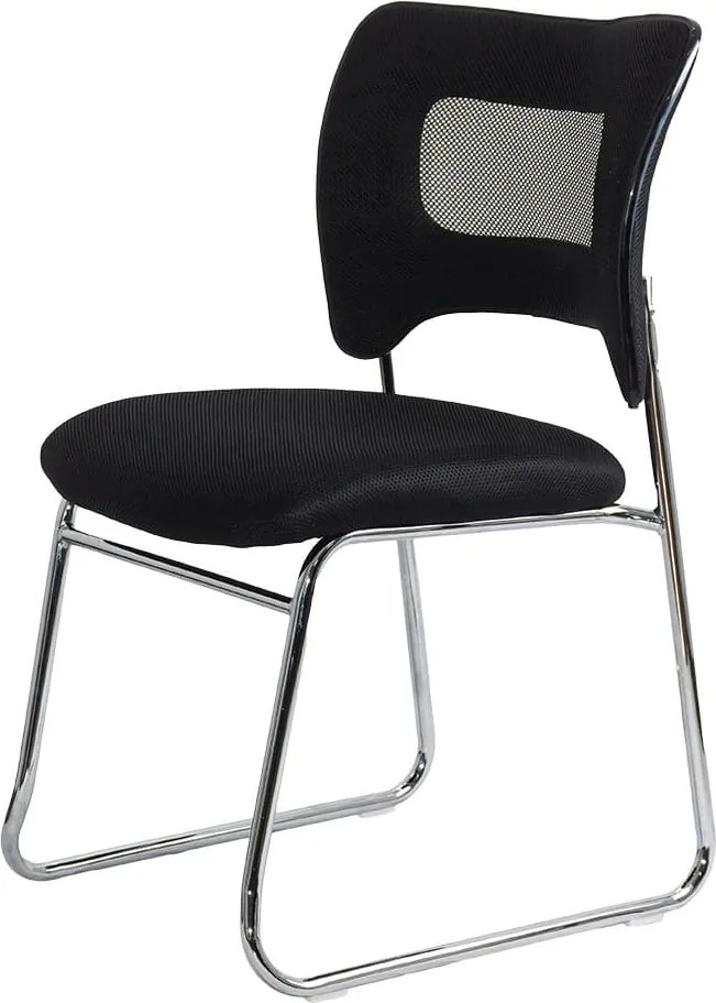 Scaun vizitator negru HRC 613F mesh cu cadru cromat tip sanie