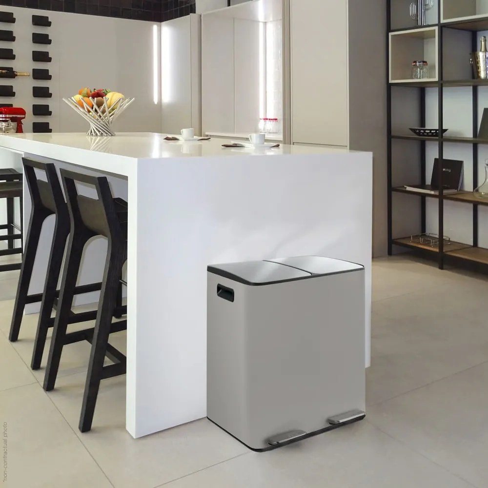 Coș de gunoi taupe pentru reciclare/cu pedală 2x20 l din oțel Aliya – Spirella