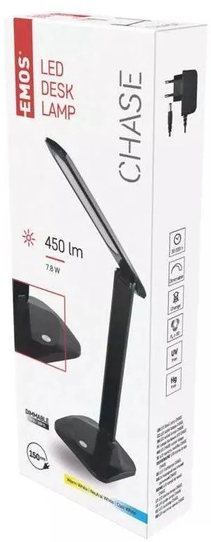 Veioză neagră LED cu intensitate reglabilă (înălțime 37 cm) Chase – EMOS