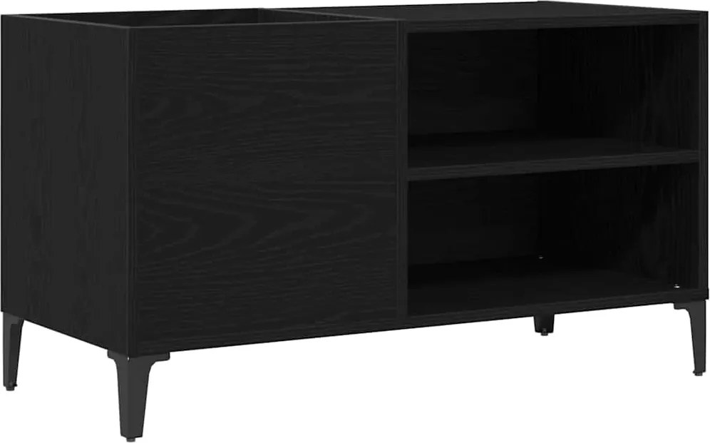 vidaXL Dulap pentru discuri de vinil Stejar Negru 84,5 x 38 x 48 cm
