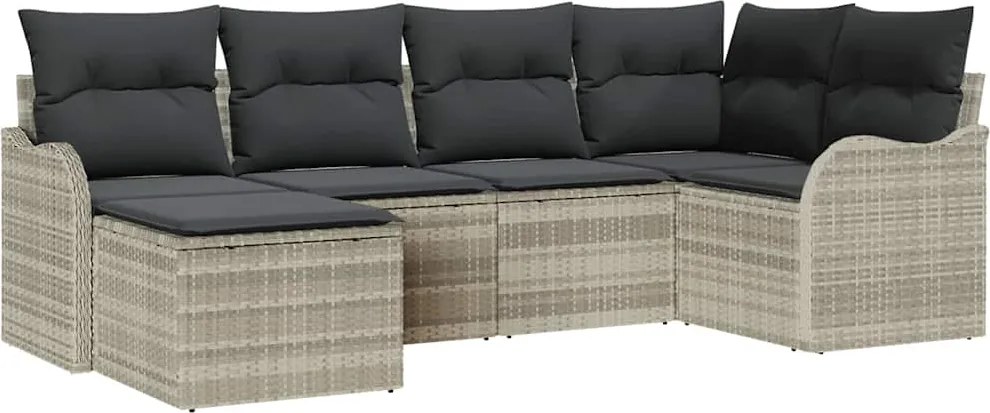 vidaXL Set de canapele pentru grădină 6 pcs Gri deschis Rattan poli