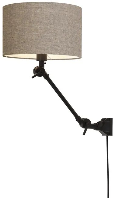 Aplica cu brat articulat Amsterdam S, abajur dark linen