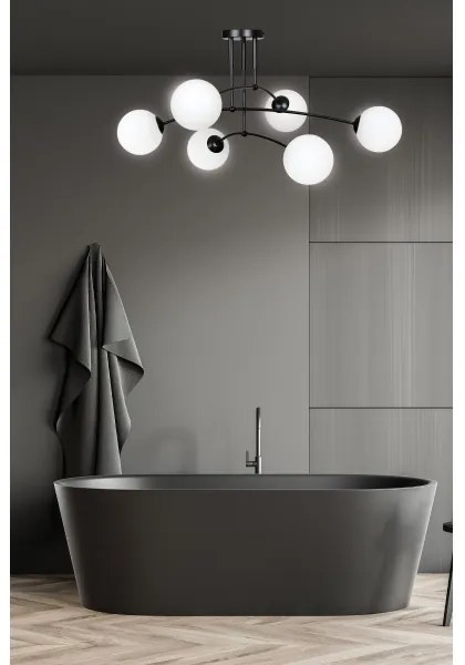 Lustră pe tijă PREGOS 6xE14/10W/230V negru/alb