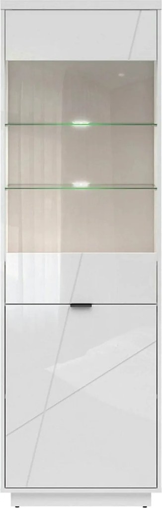 Vitrina FORN, alb lucios, PAL melaminat/sticla securizata, 64x43x201 c