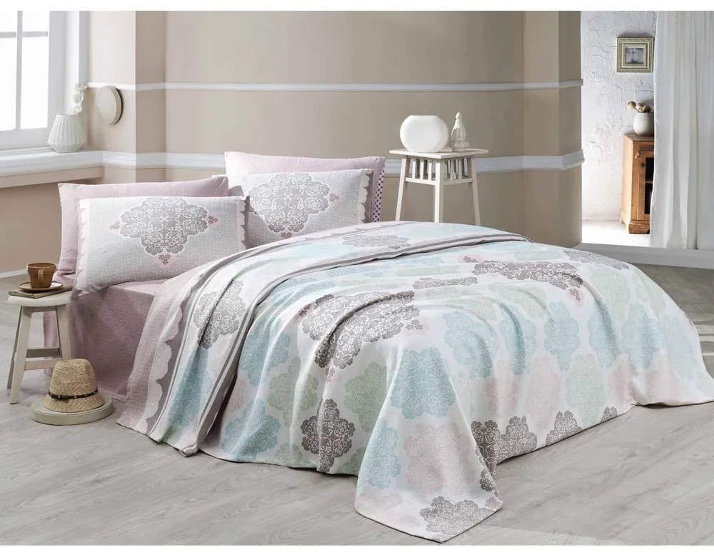 Set cuvertură subțire, cearșaf și fețe de pernă Andalucia, 200 x 230 cm