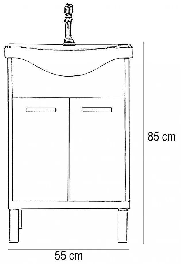 Dulap inferior Nerva 55 cm cu lavoar, stejar Sonoma
