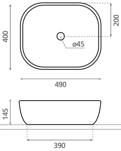 Bathco OLEA 4072 - Lavoar pentru blat 49 x 40 cm, porțelan, alb