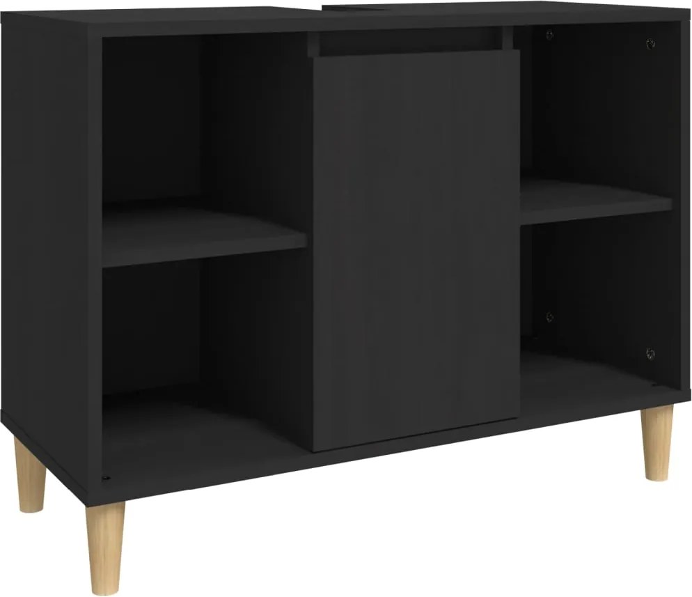 vidaXL Dulap de chiuvetă, negru, 80x33x60 cm, lemn prelucrat