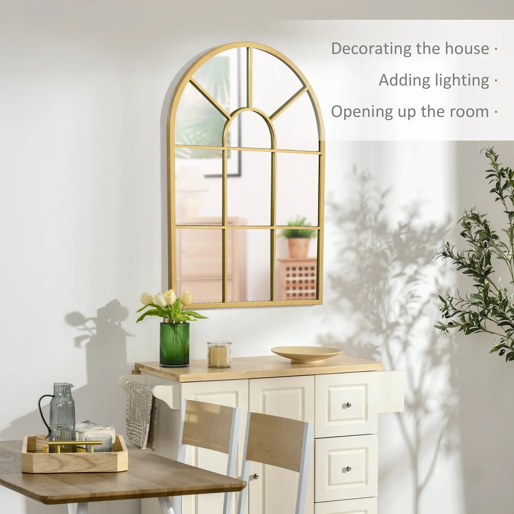 Homcom Oglinda Moderna de Perete – Arcuita 70×50 cm, Stil Fereastra Negru | Aosom Romania