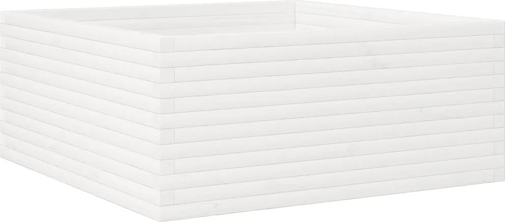 vidaXL Jardinieră de grădină, alb, 110x110x46 cm, lemn masiv de pin