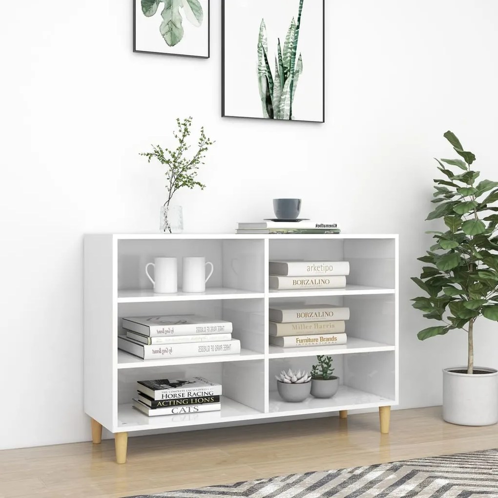 806037 vidaXL Servantă, alb extralucios, 103,5x35x70 cm, lemn compozit