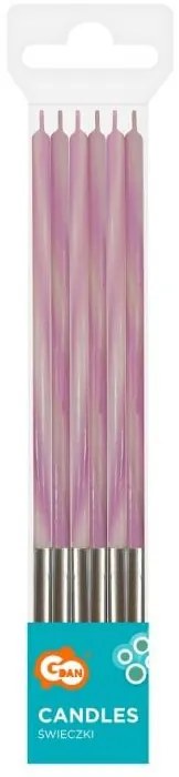 Colorat Candy Pink Set lumânări de tort roz, 6 buc