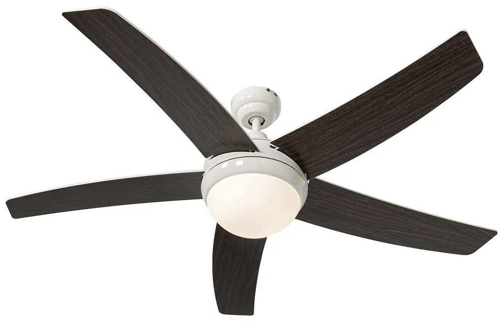 Ventilator inteligent de tavan alb cu imprimeu de lemn 132cm incl. LED Dimmabil cu telecomandă - Cool