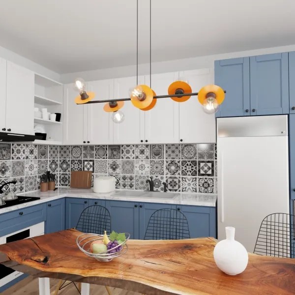 Lustră pe cablu TOKEN 6xE27/15W/230V portocaliu