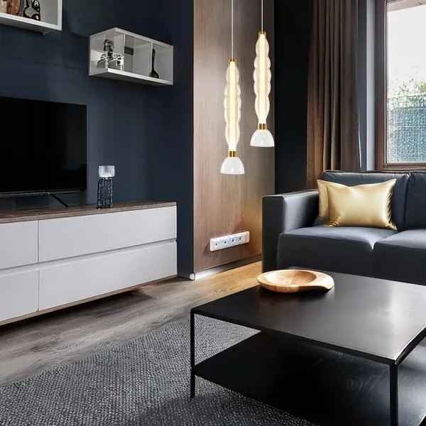 Lustră LED pe cablu LUCCO LED/18W/230V d. 15 cm auriu