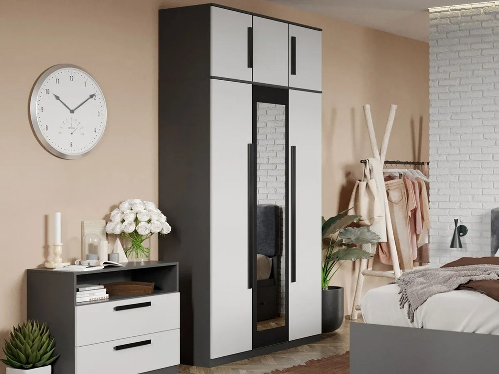 Set mobila dormitor complet Alb/Gri antracit Oasis C05