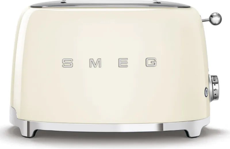 Prajitor de paine SMEG 50's Style TSF01CREU, 950 W, 2 felii, 6 trepte, Tava pentru firimituri, Cablu integrat, Otel inoxidabil, Crem
