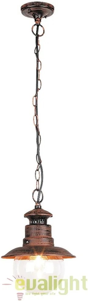 Pendul, Lustra cu protectie IP44 de exterior, diametru 21,5cm, finisaj maro antic, Odessa 8164 RX