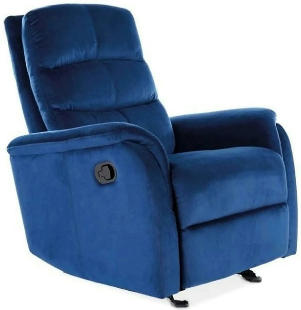 Fotoliu recliner JOWIS, stofa catifelata albastru - Bluvel 86, 78x98/1