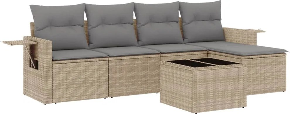 vidaXL Set canapele de grădină cu perne, 6 piese, bej, poliratan