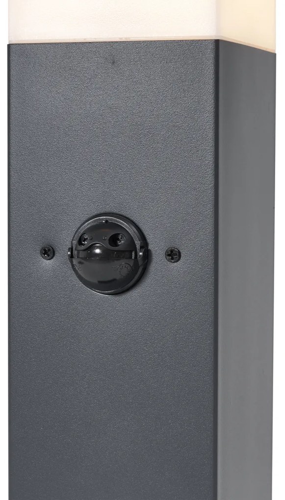 Lampă de exterior gri închis cu sticlă opală 45cm IP44 cu priză și senzor de mișcare - Malios