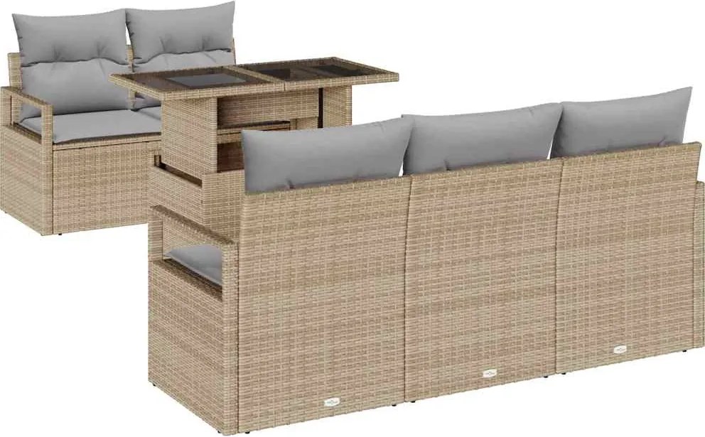 vidaXL Set de canapele pentru grădină 6 pcs Beige și gri deschis