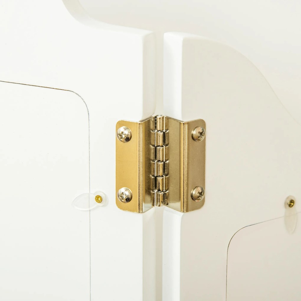 Masa de Machiaj HOMCOM pentru Copii cu Scaunel și Oglindă Triplă, din Lemn și Acrilic, 63x40x85.5 cm, Albă | Aosom Romania