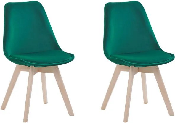 Set de 2 scaune de catifea Dakota II, verde