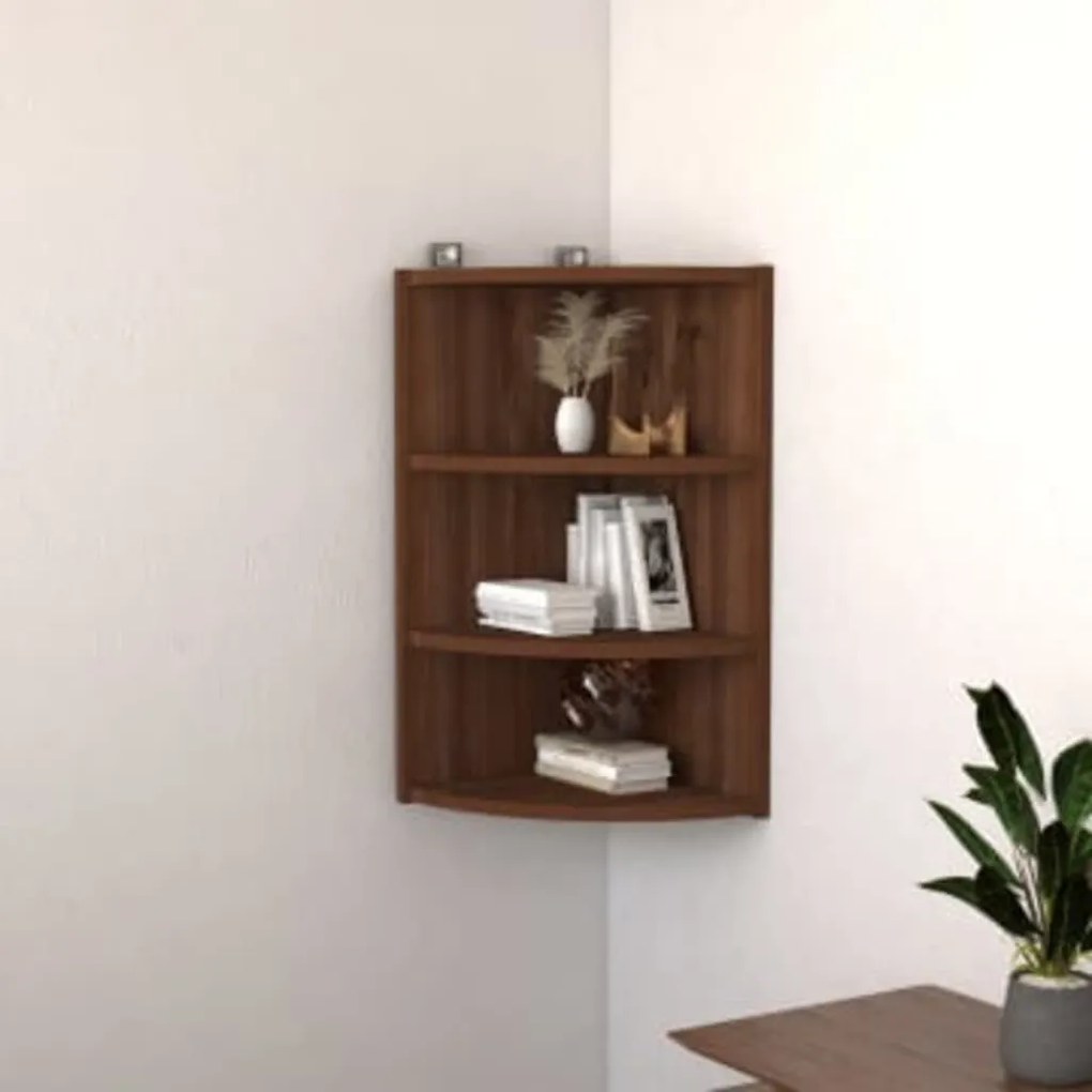 339542 vidaXL Raft colțar perete, stejar maro, 30x31,5x60 cm, lemn prelucrat