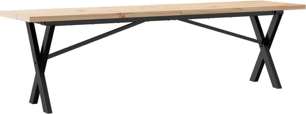 vidaXL Masă de cafea, cadru X, 160x40x45,5 cm, lemn masiv pin și Oţel