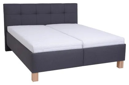 Pat tapițat MARIA, 160 x 200 cm, cu saltea și spațiu de depozitare, gri