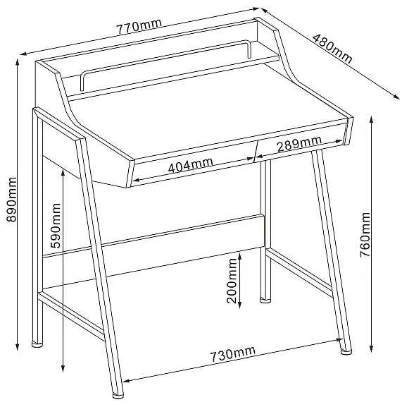 Masa de birou B-168 - l 77 x A 48 x H 89 cm