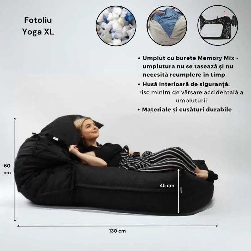 Fotoliu Yoga XL, Material Impermeabil - Negru