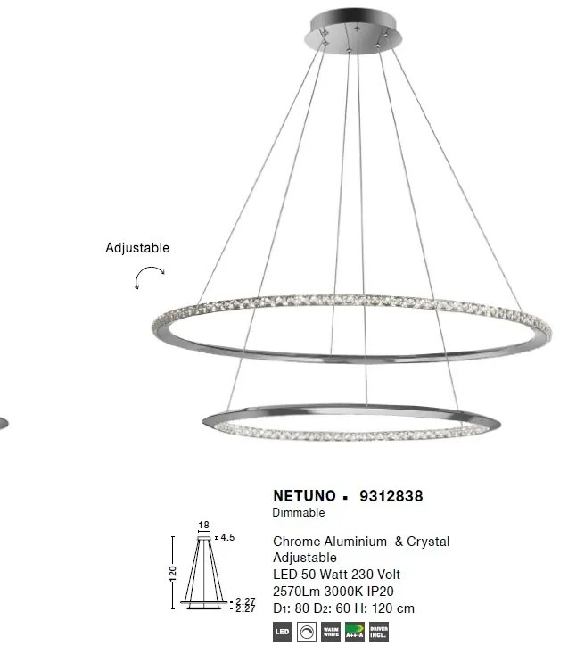 Lustra LED design modern circular ajustabil NETUNO 50W NVL-9312838