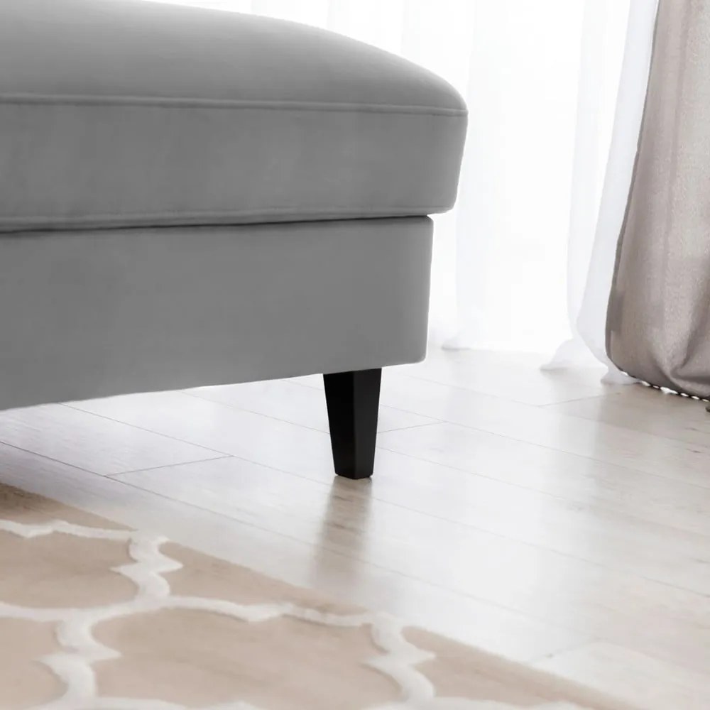 Colțar gri extensibil/cu spațiu de depozitare cu tapițerie din catifea (cu colț pe partea dreaptă/cu șezlong) Foble – ELTAP