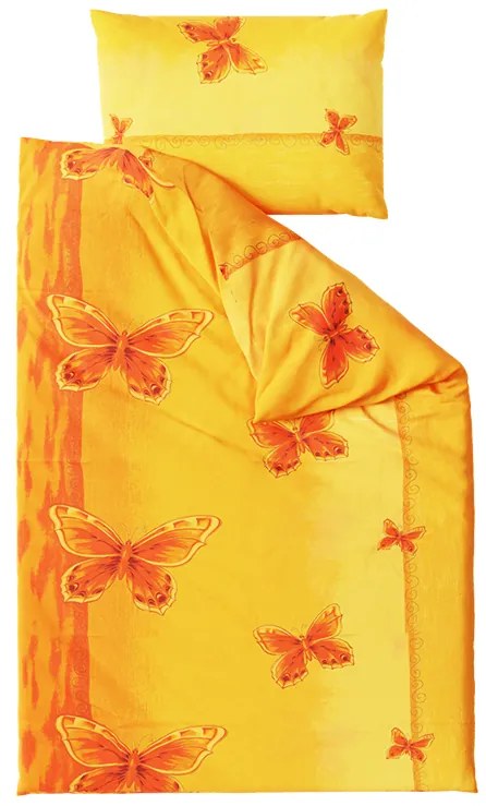 Lenjerie de pat bumbac ORANGE BUTTERFLY galben-portocaliu Dimensiune lenjerie de pat: 70 x 90 cm | 140 x 200 cm