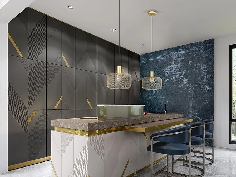 Lustra/pendul design decorativ modern Osiris auriu