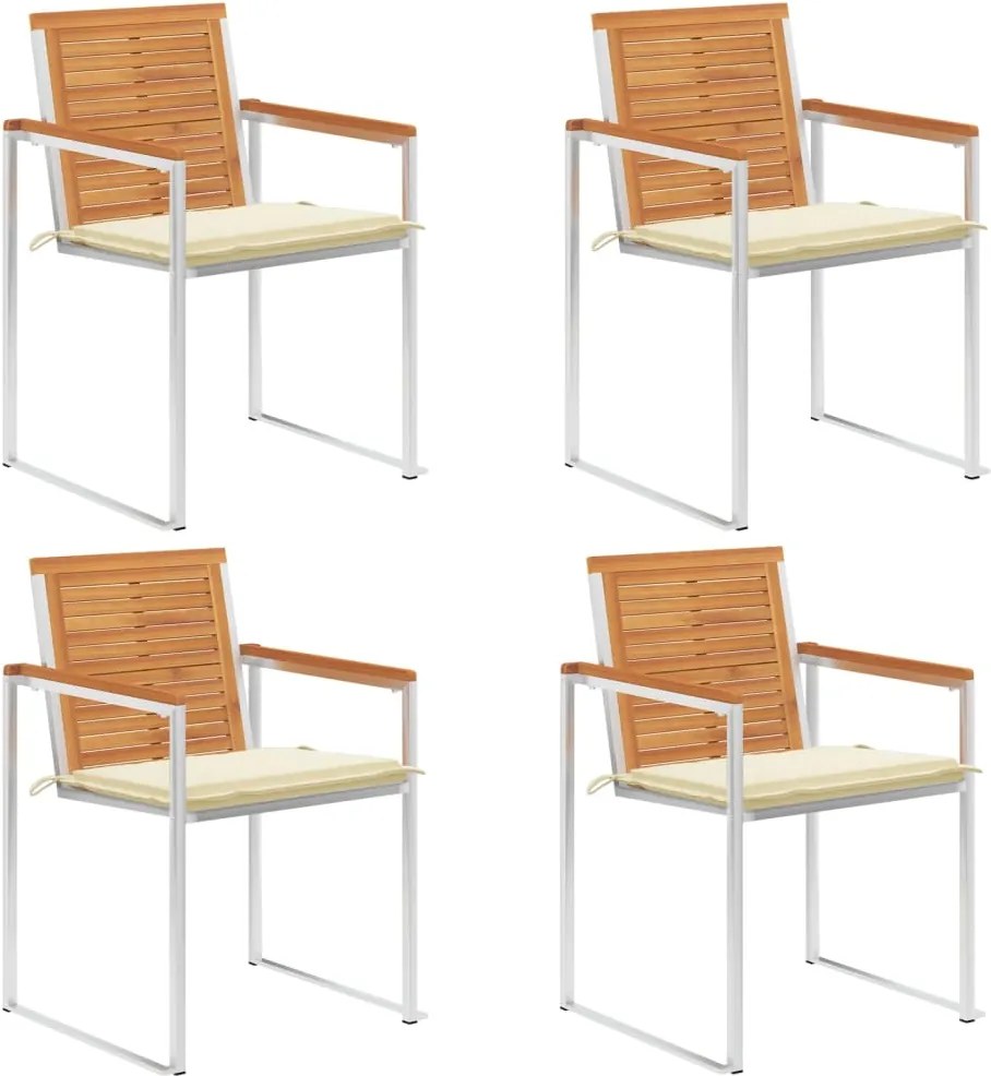 vidaXL Scaune de grădină cu perne, 4 buc., lemn masiv de salcâm