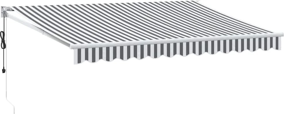 vidaXL Copertină retractabilă antracit/alb, 3,5x2,5 m, textil/aluminiu