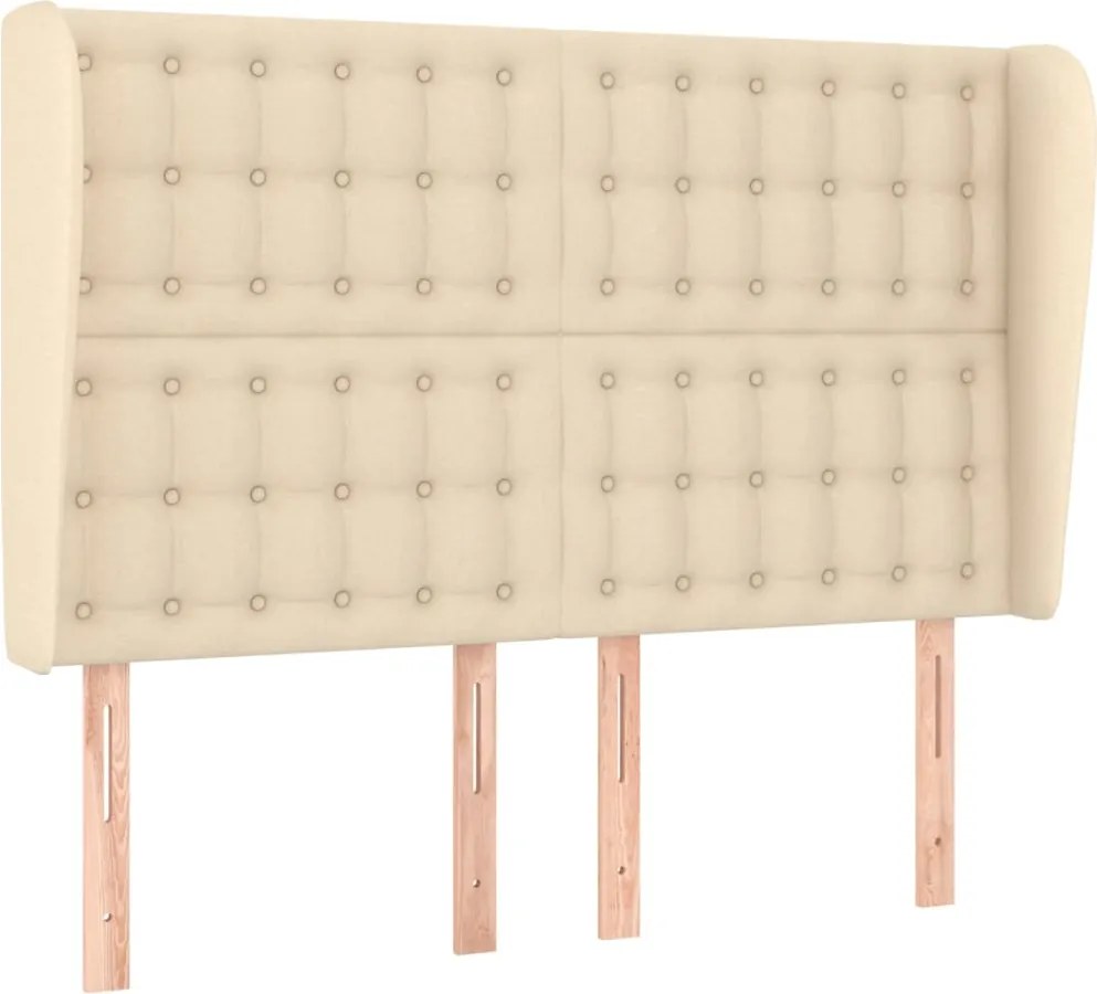 vidaXL Tăblie de pat cu aripioare, crem, 147x23x118/128 cm, textil